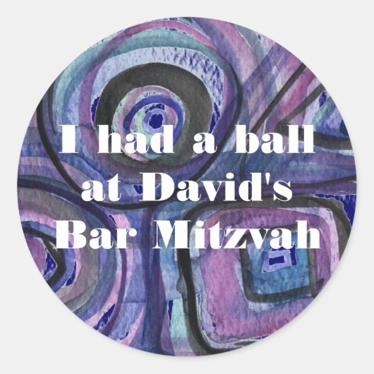 BASEBALL WATERVERF Bar Mitzvah uitnodiging Ronde Sticker (Voorkant)