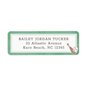 Baseball Waterverf Green Return Address Label
