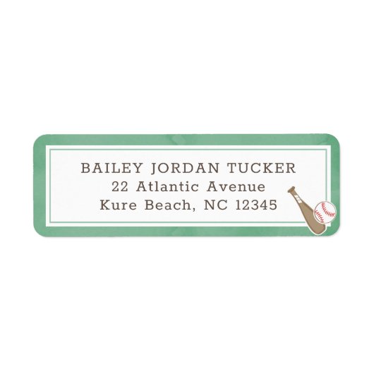 Baseball Waterverf Green Return Address Label (Voorkant)