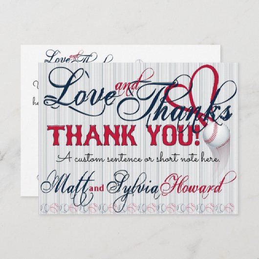 Baseball Weddenschap Hartelijk dank voor uw 2b-HOW Briefkaart (Voorkant / Achterkant)