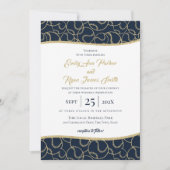 Baseball Wedding Gold en Blue Invitation Kaart (Voorkant)