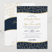 Baseball Wedding Gold en Blue Invitation Kaart (Voorkant / Achterkant)