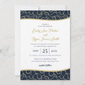 Baseball Wedding Gold en Blue Invitation Kaart (Voorkant)