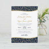 Baseball Wedding Gold en Blue Invitation Kaart (Staand voorkant)