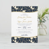 Baseball Wedding Gold en Blue Invitation Kaart (Staand voorkant)