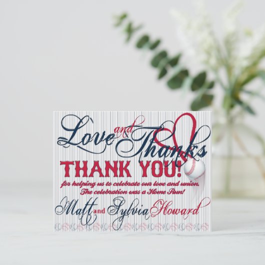 Baseball Wedding Hartelijk dank Kaart 2-HOWARD bru (Staand voorkant)