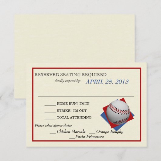  Baseball Wedding Reply RSVP Kaartje (Voorkant / Achterkant)