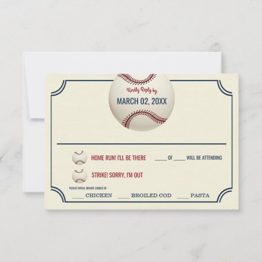  Baseball Wedding Response RSVP Kaartje (Voorkant)