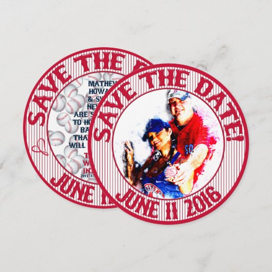 Baseball Wedding Save-the-Date-HOWARD, Optie 1 Kaart (Voorkant / Achterkant)