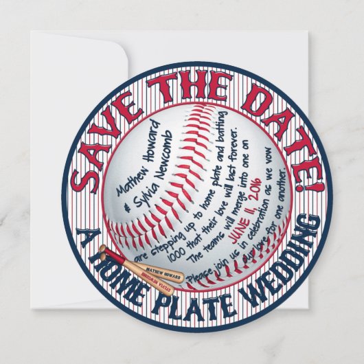 Baseball Wedding Save-the-Date-HOWARD, optie 3 Save The Date (Achterkant)