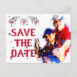 Baseball Wedding Save-The-Date PC-HOWARD, Optie 1 Aankondigingskaart