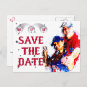 Baseball Wedding Save-The-Date PC-HOWARD, Optie 1 Aankondigingskaart (Voorkant / Achterkant)