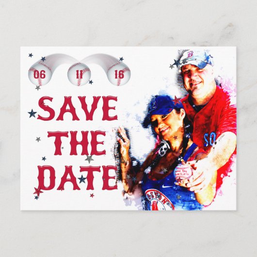 Baseball Wedding Save-The-Date PC-HOWARD, Optie 1 Aankondigingskaart (Voorkant)