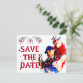 Baseball Wedding Save-The-Date PC-HOWARD, Optie 1 Aankondigingskaart (Staand voorkant)