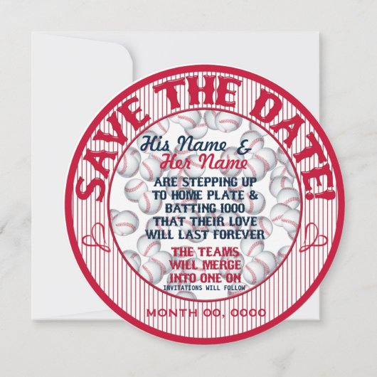 Baseball Wedding Save-The-Date-Sjabloon 01 Save The Date (Achterkant)