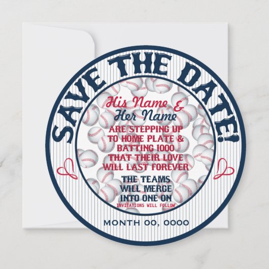 Baseball Wedding Save-The-Date-Sjabloon 02 Save The Date (Achterkant)