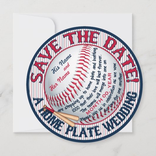Baseball Wedding Save-the-Date-Sjabloon 3 Save The Date (Achterkant)