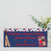 Baseball Wedding Ticket Invite-Custom HOWARD Kaart (Staand voorkant)