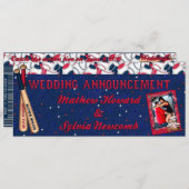 Baseball Wedding Ticket Invite-Custom HOWARD Kaart (Voorkant / Achterkant)