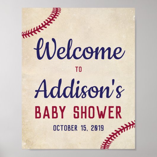 Baseball Welkome Baby shower Sign Poster (Voorkant)