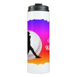 Baseball with player and ball Colorful Thermosbeker