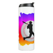 Baseball with player and ball Colorful Thermosbeker (Gedraaid links)