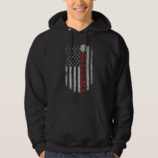 Baseball With US American Flag For Patriotic Baseb Hoodie (Voorkant)