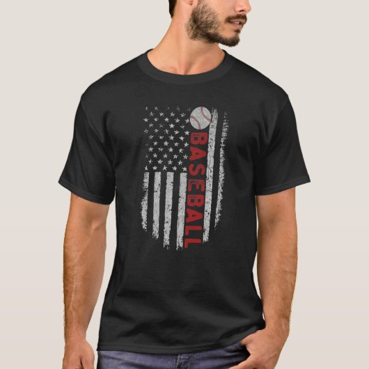Baseball With US American Flag For Patriotic Baseb T-shirt (Voorkant)
