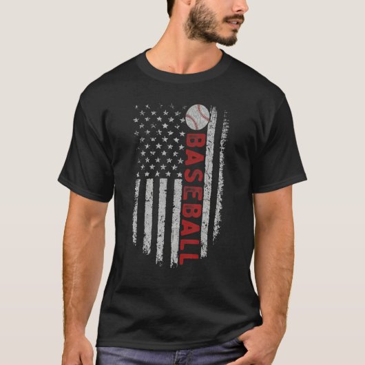 Baseball With US American Flag For Patriotic Baseb T-shirt (Voorkant)