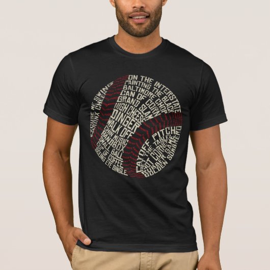 Baseball Word Art Typografie T-shirt (Voorkant)