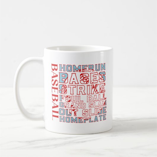 Baseball Words Coffee Mok (Links)