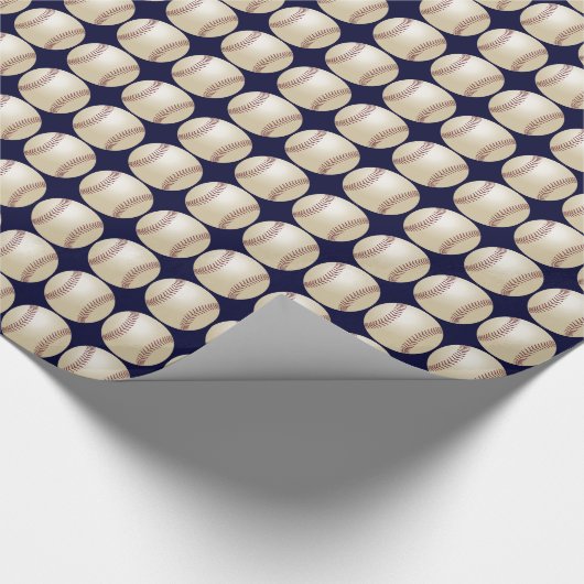 Baseball Wrapping Paper, donkerblauwe achtergrond Cadeaupapier (Hoek)