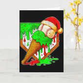Baseball Xmas Christmas Baseball Ice Cream Drip Bo Kaart (Gele Bloem)