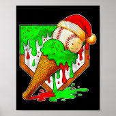 Baseball Xmas Christmas Baseball Ice Cream Drip Bo Poster (Voorkant)