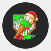 Baseball Xmas Christmas Baseball Ice Cream Drip Bo Ronde Sticker (Voorkant)