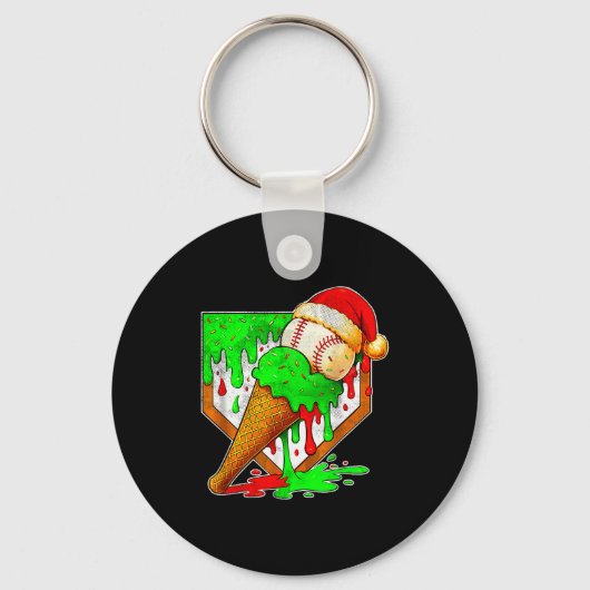Baseball Xmas Christmas Baseball Ice Cream Drip Bo Sleutelhanger (Voorkant)