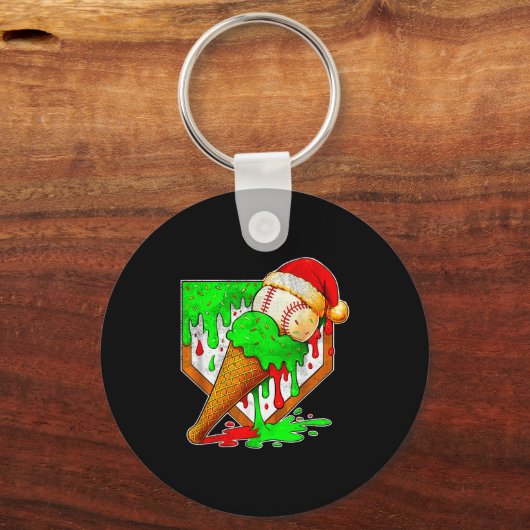 Baseball Xmas Christmas Baseball Ice Cream Drip Bo Sleutelhanger (Voorkant)