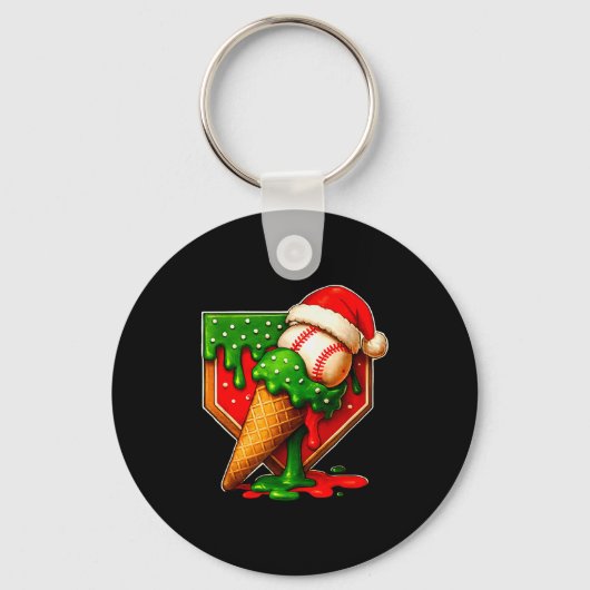 Baseball Xmas Christmas Baseball Ice Cream Drip Bo Sleutelhanger (Voorkant)
