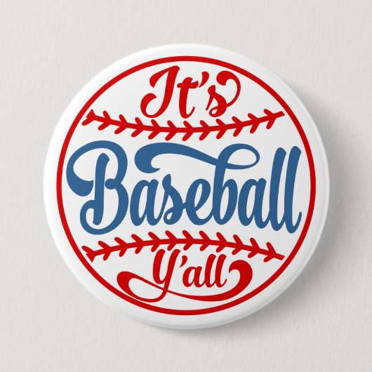 Baseball Y'all-Button Ronde Button 7,6 Cm (Voorkant)