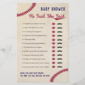 Baseball zei dat ze het Baby shower zei: "Game" Flyer (Voorkant)