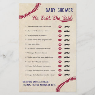 Baseball zei dat ze het Baby shower zei: "Game" Flyer