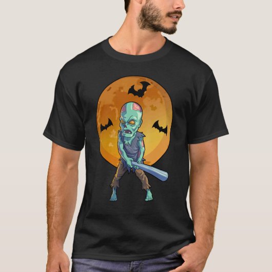 Baseball Zombie Halloween Men Boys Baseball Hallow T-shirt (Voorkant)