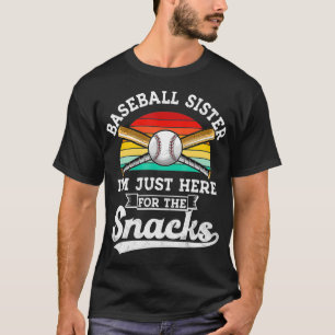 Baseball zuster Ik ben hier voor de snacks retro T-shirt