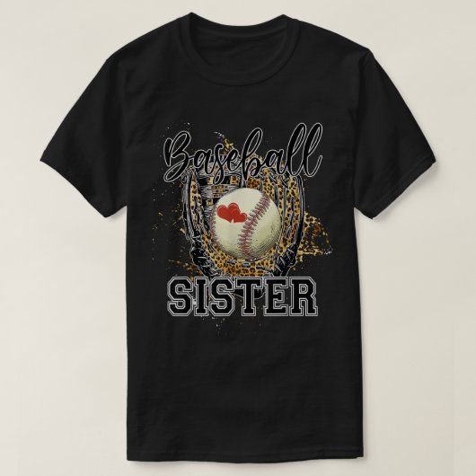 Baseball Zuster Leopard Funny Softball Mam Moeder T-shirt (Design voorkant)