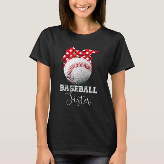 Baseball Zuster  Messy Bun Ball Mothers Da T-shirt (Voorkant)