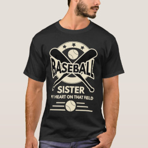 Baseball Zuster Mijn hart ligt op dat veld T-shirt