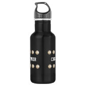 Baseball, zwart, naam, waterfles  (Achterkant)