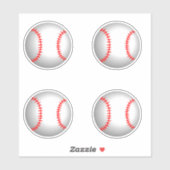 Baseballen met Red Stitching Sticker (Vel)