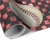 Baseballen op de Achtergrond van het Rode Controle Cadeaupapier (Rol Hoek)