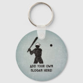 Baseballer - Action Pose - jouw tekst aan beide zi Sleutelhanger (Voorkant)